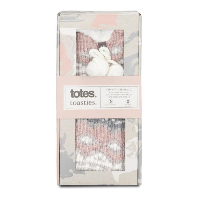 totes toasties® Ladies Chenille Crop Knitted Slipper Socks Multi Extra Image 4